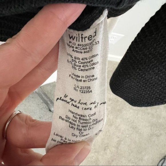 Aritzia Wilfred Black Blanchard Sweater Ribbed Knit Silk Cotton Cashmere Blend - Picture 15 of 15